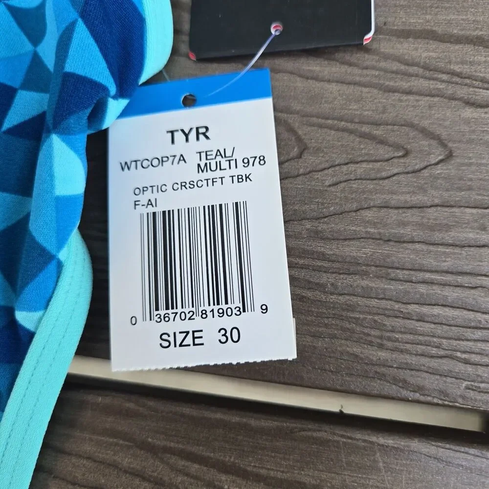 TYR Durafast One Optic Crosscutfit Tieback Multicolor/blue  Swim  - Sz 30 New